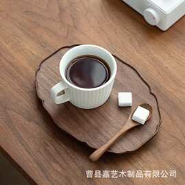 下午茶点心咖啡盘复古创意实木轮花托盘木质家用不规则客厅茶水盘