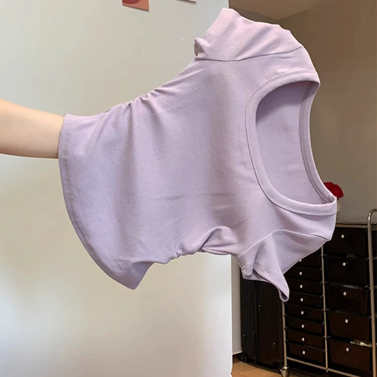 Фиолетовая футболка с круглым вырезом и правым плечом, женская футболка с короткими рукавами, лето 2025, новый горячий стиль, тонкий топ с короткой талией, топ для горячих девушек