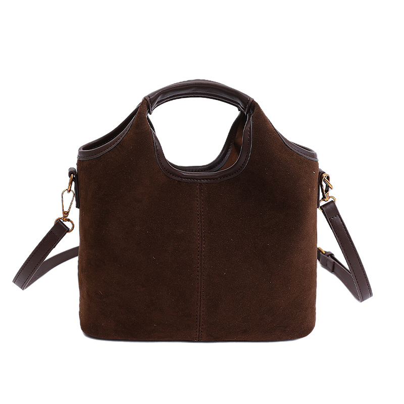 High-Quality Vintage Handheld Bucket Bag For Women, New Frosted Suede Tote Bag, Versatile Large Capacity Crossbody Bag - Thumbnail 7