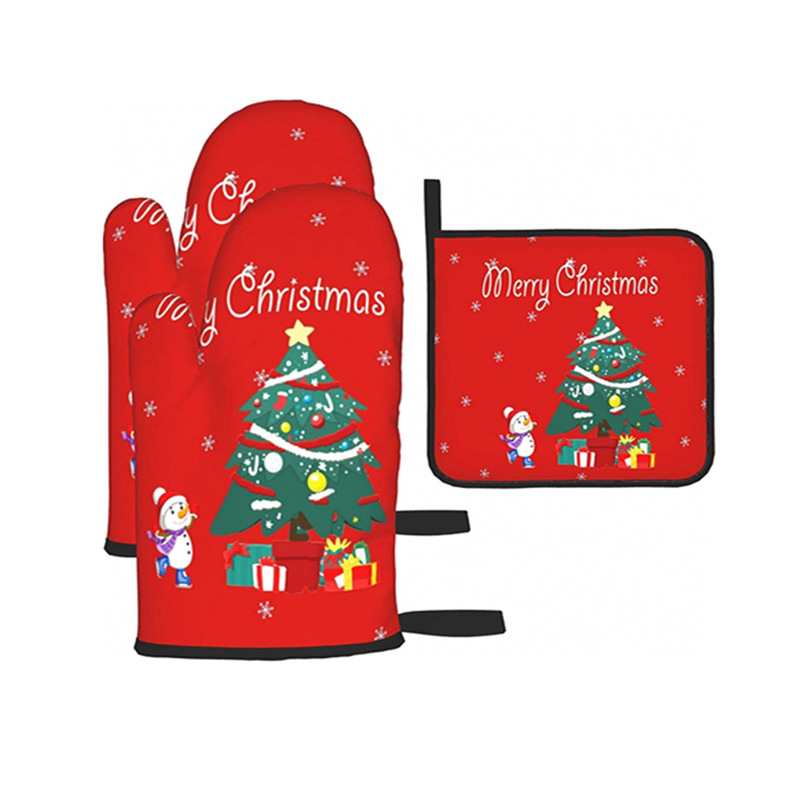 Christmas oven gloves and pot holder gloves safe cooking suitable for barbecue cooking kitchen decoration