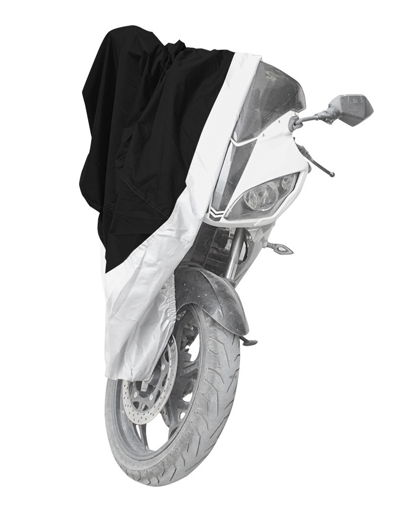 Motorcycle Cover 190T Thickened Battery Car Cross-border Rainproof, Dust-proof and Sun-proof Silver Coated Clothes Black and Silver Motorcycle Clothes