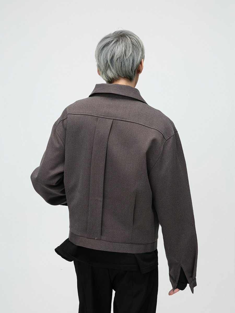 MTLCLOTHES ropa de hombre | Chaqueta corta de solapa de color sólido, estilo coreano, estilo británico básico, de alta gama, sencilla y moderna.