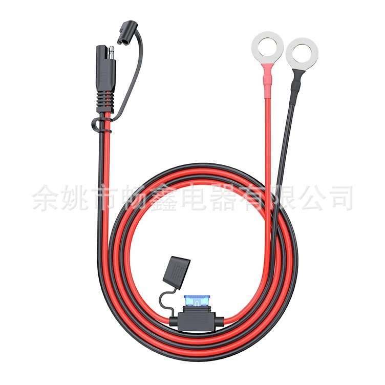 红黑连接线尾带O型端子 保险丝 sae连接线 UL标准  新能源