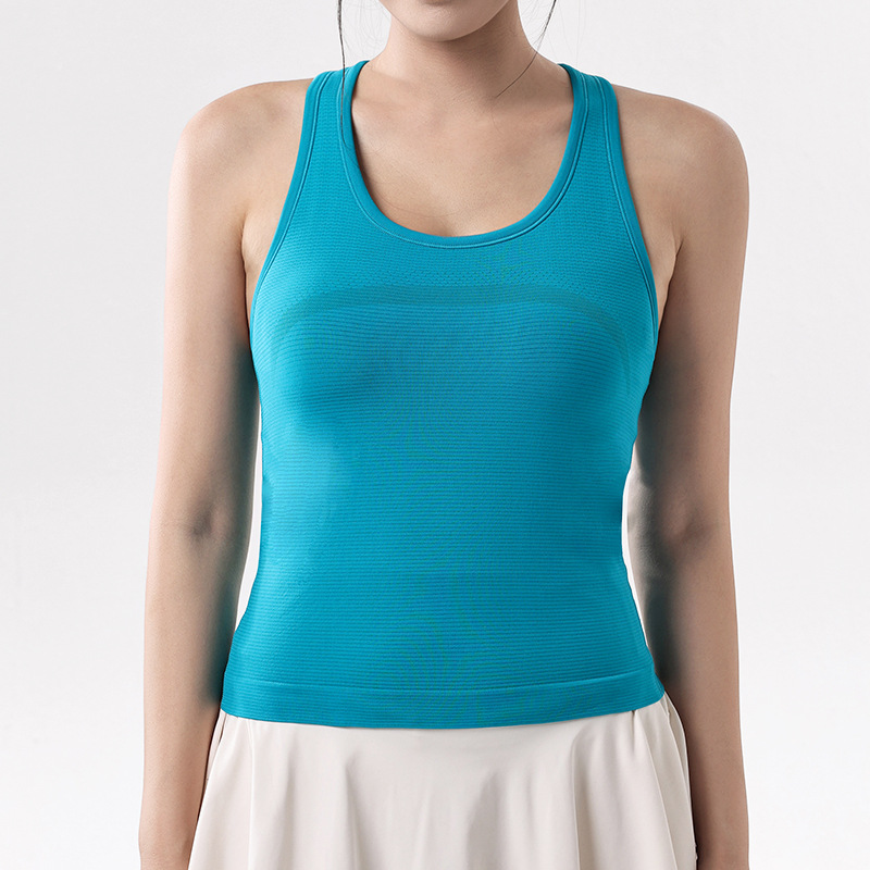 Primavera y verano a prueba de choques se reúnen fijos una taza deportiva chaleco de yoga de carácter I-Women belleza trasera aire permeable chaleco de fitness