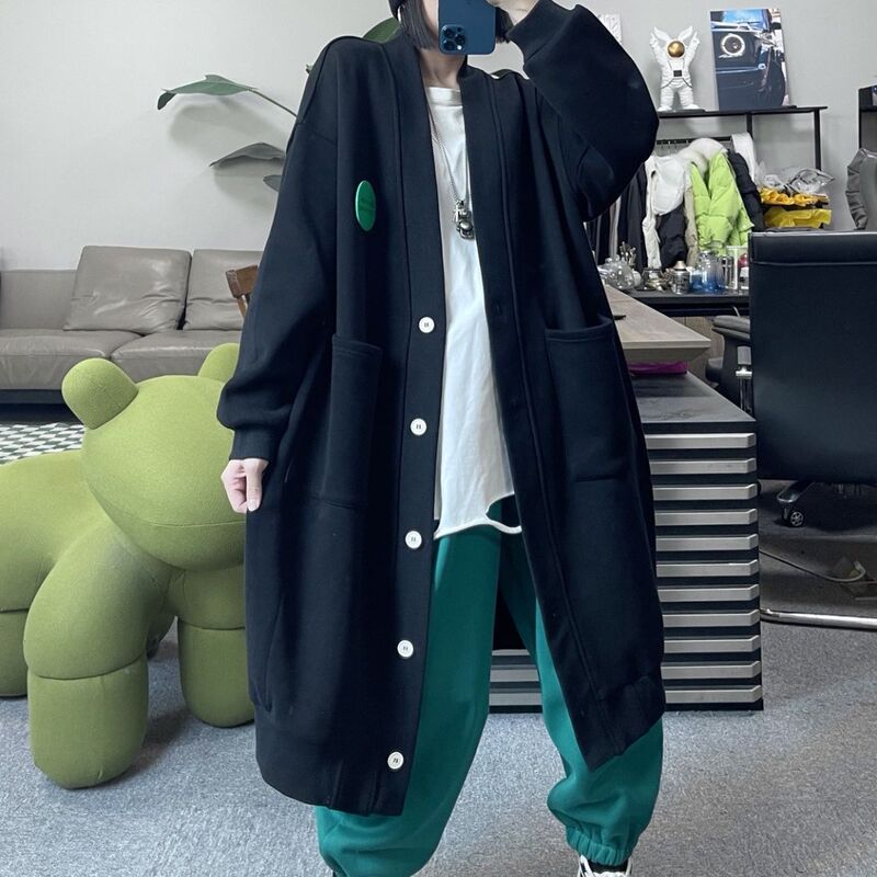 秋冬季新款2-300斤胖MM开衫连帽风衣女宽松加绒过膝连衣裙外套潮|undefined
