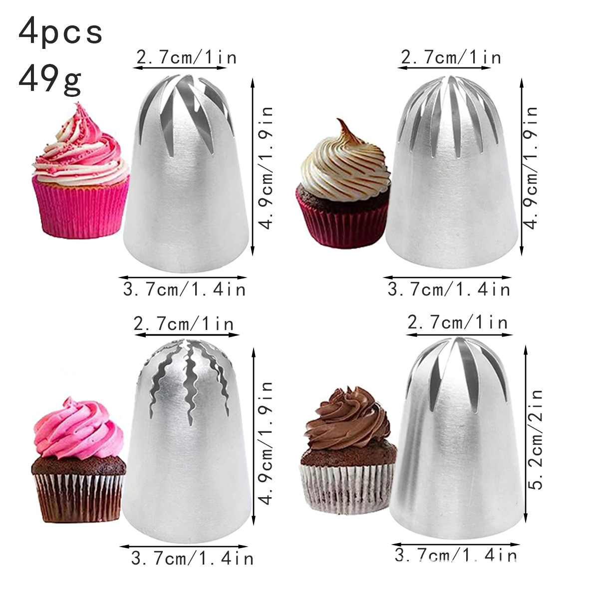 Juego de boca decorada de acero inoxidable 6 dientes 8 dientes 10 dientes 18 dientes boca de flor grande y mediana boca de flor superior de nieve boca de flor de crema