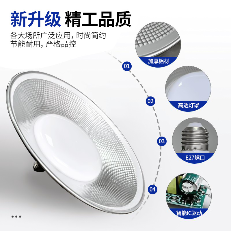 Fábrica al por mayor LED lámpara de minería lámpara de fábrica lámpara de tres luces E27 tornillo 30w almacén lámpara de fábrica 200W gimnasio