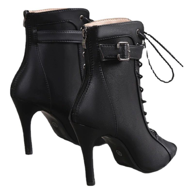 Трансграничная плюс размер модная новая рыбий рот ремешок кольцо Пряжка для ног сзади молния на шпильке женская обувь танцевальная обувь AliExpress