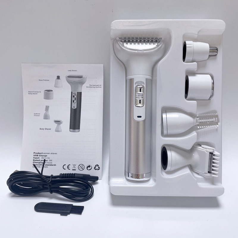 外国貿易新製品 5-in-1 女性用電気脱毛器多機能眉毛トリマーミニ脱毛器鼻毛シェーバー|undefined