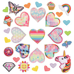 Nine Sha Flash Powder Love Unicorn Mixed Embroidery Patch Computer Embroidery Patch Fashion Accessory Cotton Cupcake Fabric Patch