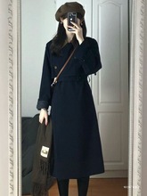 轻奢风感翻领撞色中长款风衣外套女2025春秋新款收腰显瘦大衣