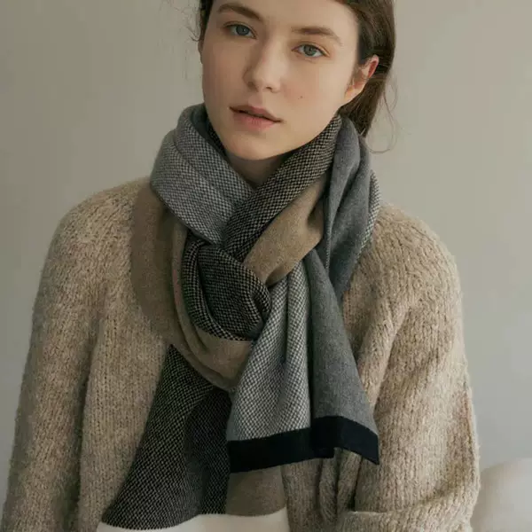 Improve Elegant Scarf Korean Style Niche Designer Unisex Warm Versatile Knitted Scarf Shawl Scarf