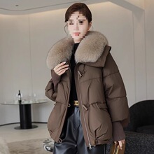 大毛领羽绒棉衣女装新短款冬季洋气加厚韩版宽松防寒面包服袄外套