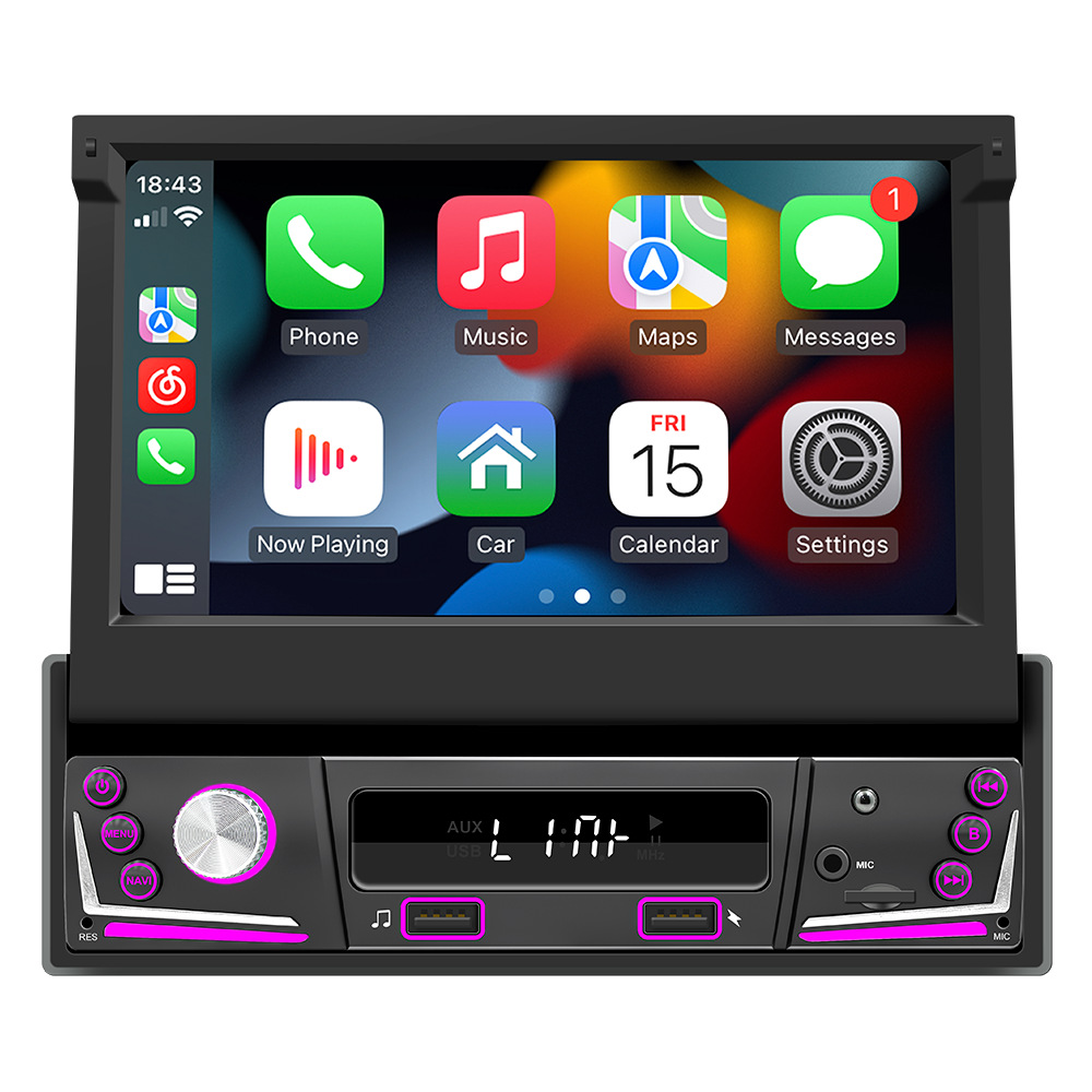 7 pulgadas de pantalla retráctil coche Android Navigator inalámbrico carplay/Auto coche navegación GPS máquina todo en uno