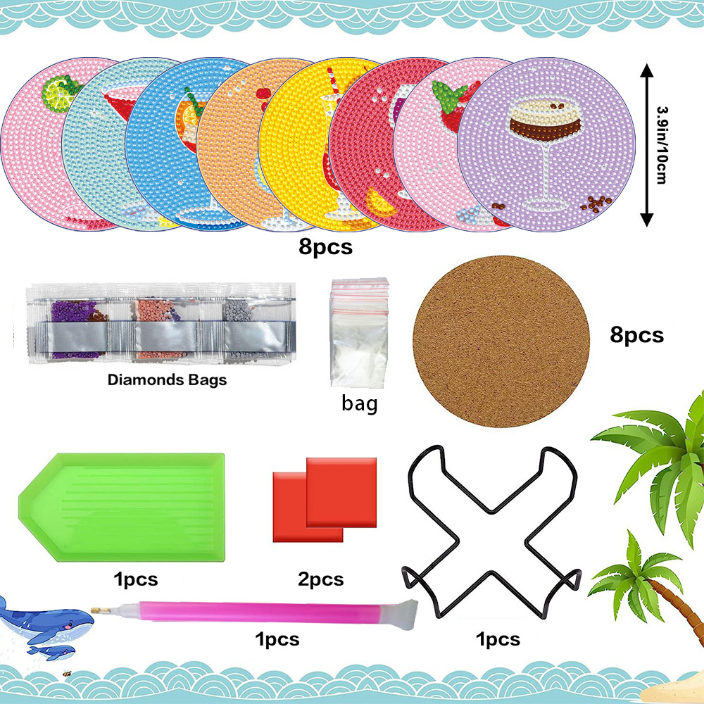 Diamante transfronterizo pintado DIY tazas aislante de calor Amazon frutas tazas de vidrio brillante acrílico hecho a mano