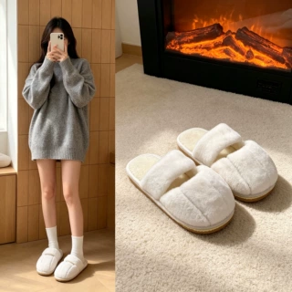 2026新款地板拖猫爪款男女通用毛绒拖鞋 秋冬防滑加绒保暖棉拖鞋