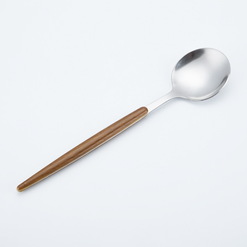 뾰족한 손잡이가 달린 모조 스페이드 나무 서빙 스푼