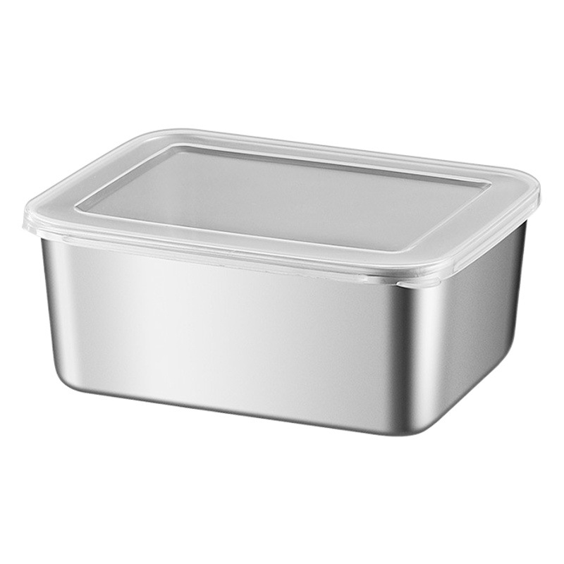 Caja de conservación fresca de acero inoxidable 304 con tapa lonchera caja de almuerzo refrigerador almacenamiento olla caliente preparación de verduras caja de sabor de comida al aire libre