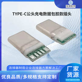 TYPE-C公头充电数据包胶款插头 USB防折断吊重加强连接器