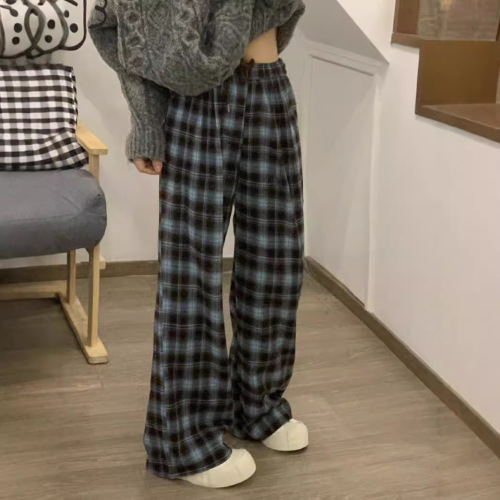 Vintage American relaxed style straight-leg casual pants for women, high-waisted, spring and autumn, plus-size, slimming pear-shaped wide-leg pants