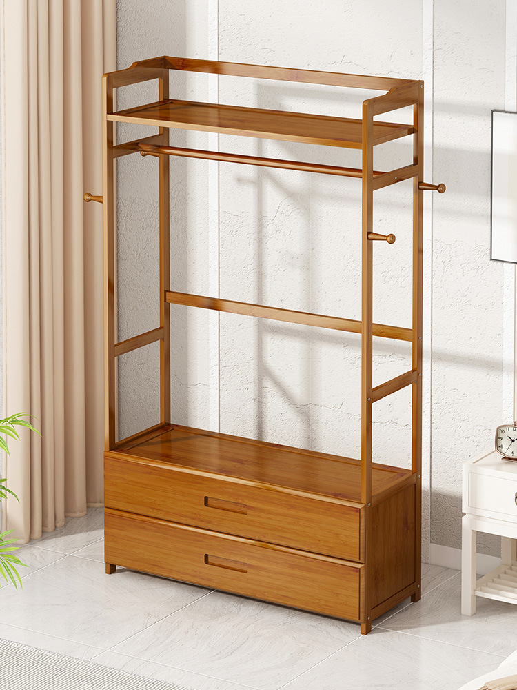 Solid Wood Clothes Hanger Floor-Standing Coat Rack Bedroom Home Clothes Hanger Indoor Simple Clothes Drying Rack Room Clothes Rack