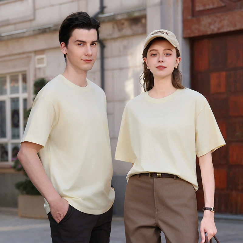 Мужская летняя новая свободная Shu Shi дикая футболка с круглым вырезом из хлопка на 230 г