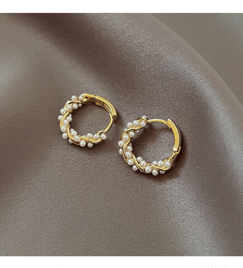 8g Weight Artificial Pearls Inlay Material Earrings Classification 1 Pair Fashion Geometric Plating Alloy Artificial Pearls Earrings