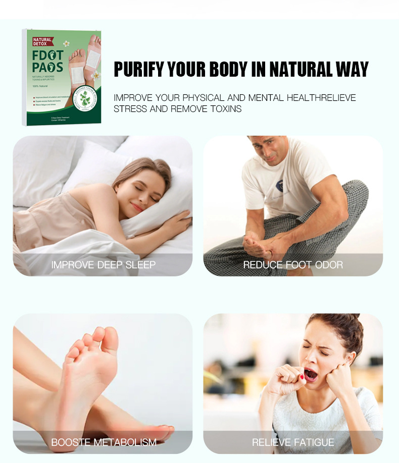 Herbal Foot Patch 10 Patches Per Box Deep Green Box Daily Foot Care key features