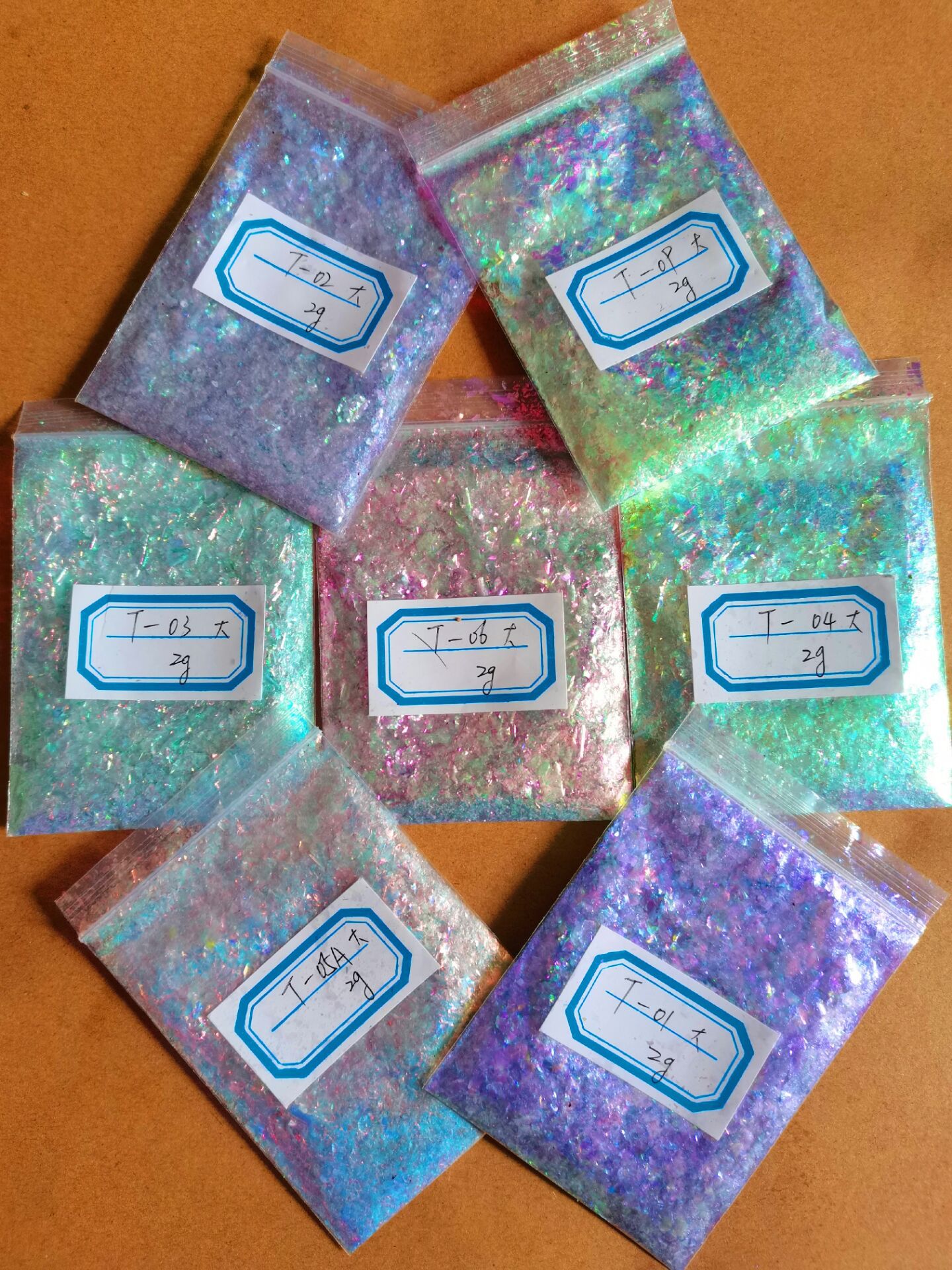 批发新品超亮半透明云锦粉 穿戴美甲用变色龙云母云锦粉1g/瓶