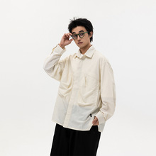 ATBORDER 2024新品春秋季高级感宽松纯色衬衫男中性休闲百搭衬衣