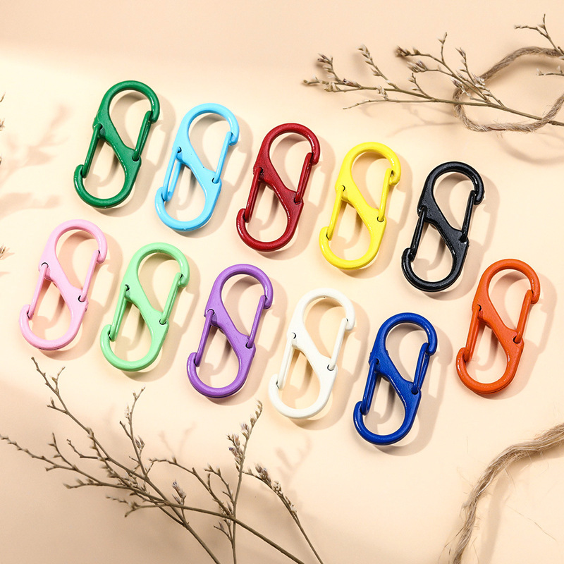 Colorful Zinc Alloy S-Shaped Carabiner Double-Ended Spring Clip Figure-Eight Buckle Handmade DIY Jewelry Keychain Door Buckle Accessories