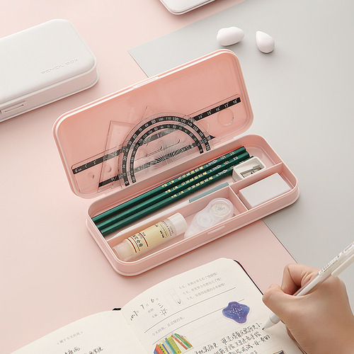 Simple macaron stationery pencil case, ins-style multifunctional elementary school student stationery storage pencil box, PP frosted pencil case
