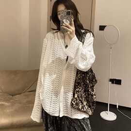 慵懒风镂空针织衫上衣女早春2025新款设计感小众百搭开衫外套