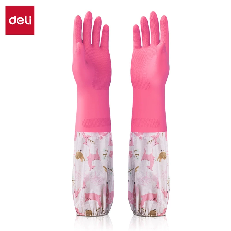 LQ623-L с длинными рукавами толстые бархатные перчатки теплые домашние дела плюс бархат водонепроницаемый резиновый латекс