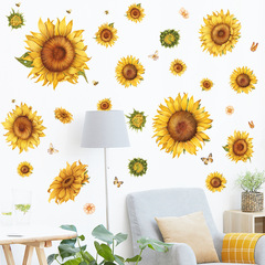 Sunflower Wall Sticker Bestselling Self-adhesive Sticker Plant Butterfly Background Decor Wall Sticker Free Combination Decal