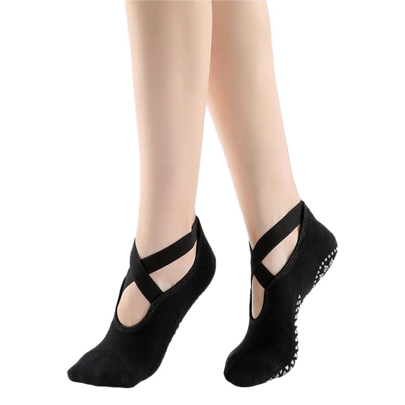 Otoño e Invierno nuevo Terry calcetines de yoga engrosada Cruz cinturón cabeza redonda pilates deportes calcetines Amazon yoga Calcetines