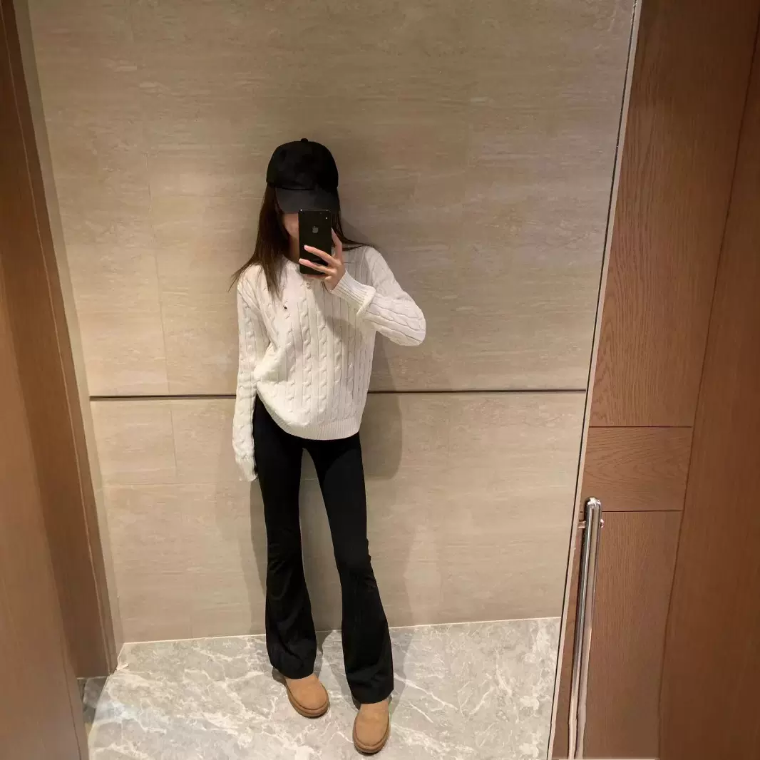RL拉夫秋冬新款小马标刺绣经典圆领针织麻花毛衣女休闲长袖上衣