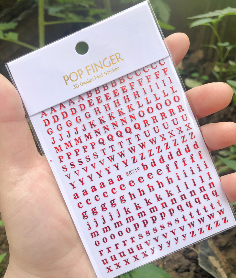 Cartas en inglés pegatinas de uñas fabricantes en stock Cartas en inglés pegatinas de uñas WG719-720