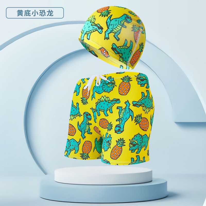 Pantalones de natación para niños con gorro de natación traje cómodo moda camuflaje dibujos animados bañador boxeador cómodo niños pantalones cortos de playa