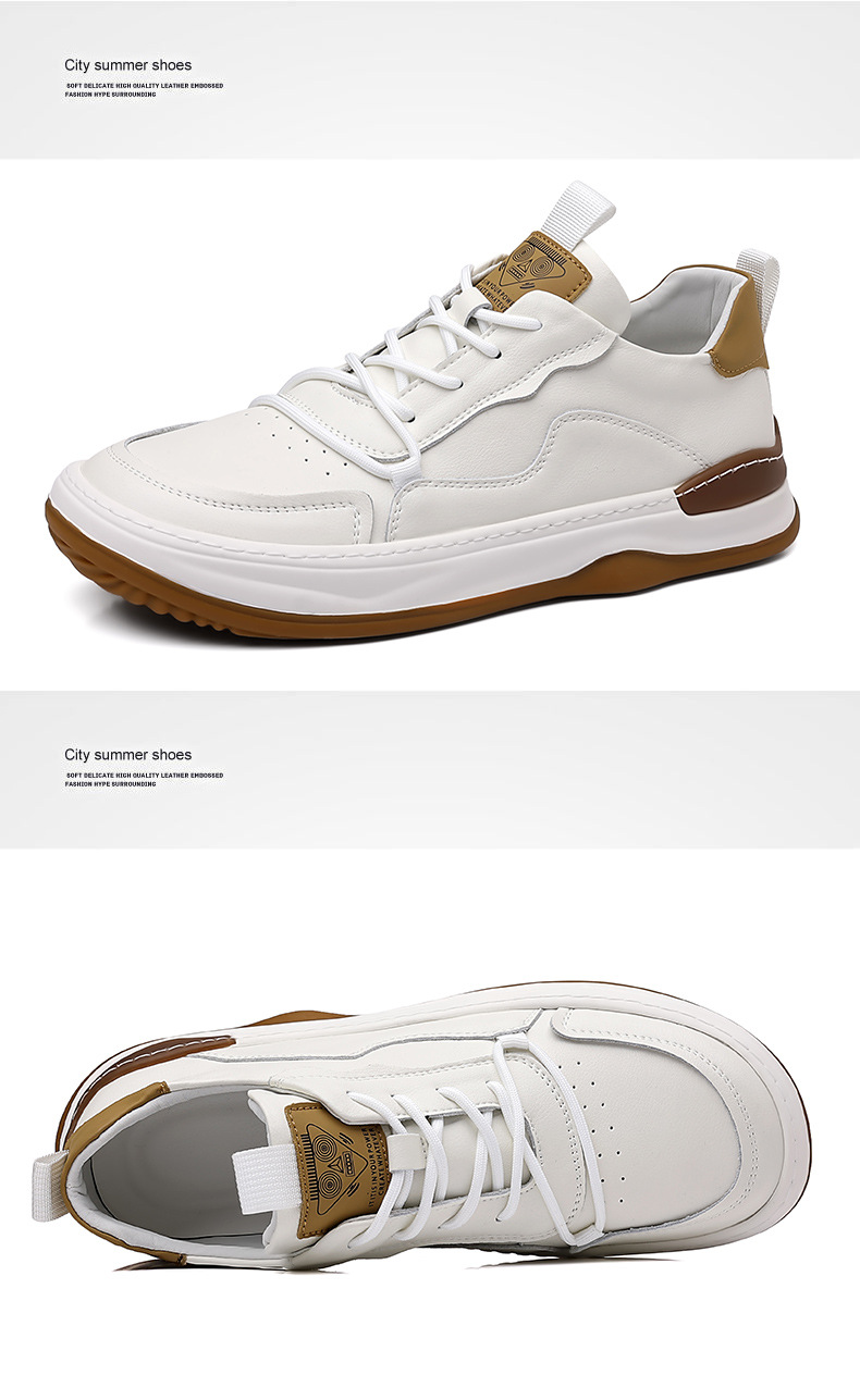 Miesten uudet syksyn pohjalliset trendikkäät kengät, hengittävät, muodikkaat, monipuoliset, ruskeat pehmeät nahkaiset vapaa-ajan kengät_voghion.com