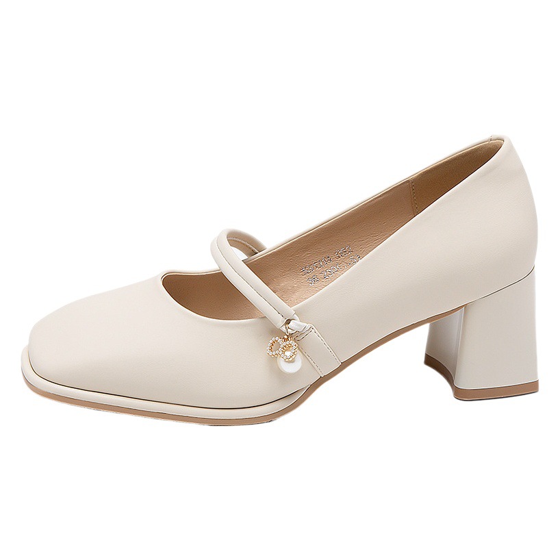 Zapatos de Tacón Grueso Mary Jane Augu Shiden para Mujer, Verano 2025, Nuevos Zapatos de Tacón Alto con Punta Cuadrada, Estilo Francés, Zapatos Pequeños de Cuero, Zapatos Elegantes