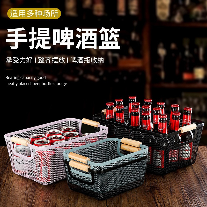 バービールボックスビールポータブルバスケット商業バービールボックスポータブルワインバスケットショッピングバスケットワインブラック|undefined