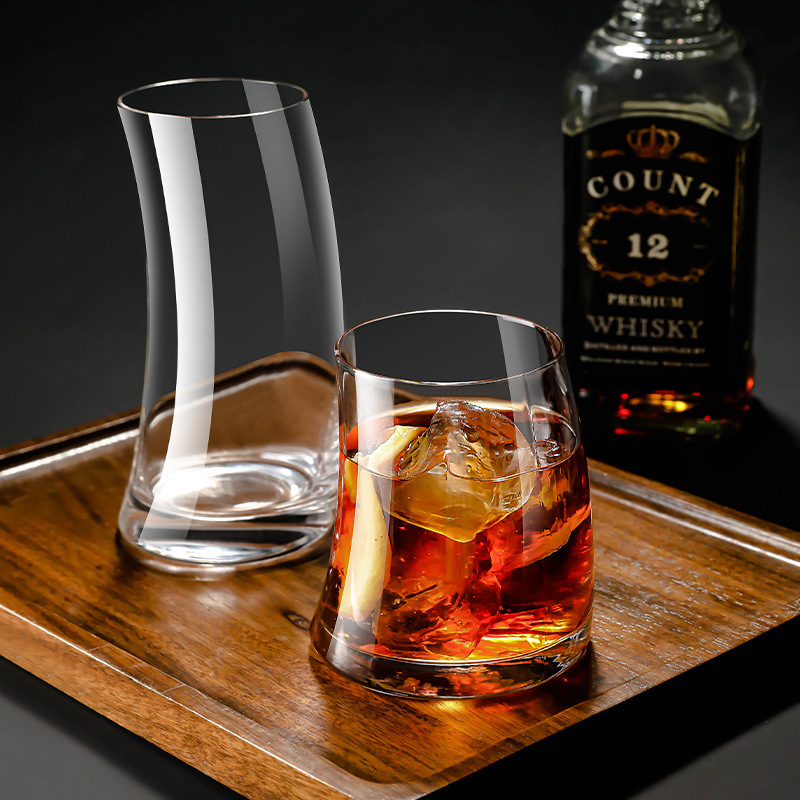 Red cresta de vidrio de forma especial taza de jugo creativa taza de vela rayada taza de bebida ins taza de cóctel mojito