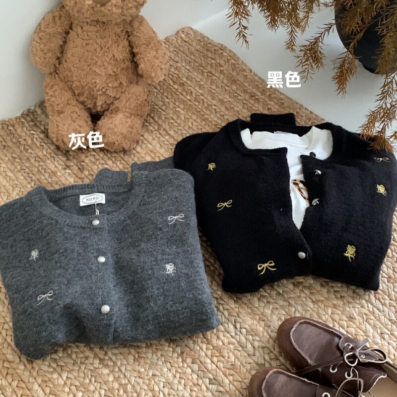 高级灰蝴蝶结宽松显瘦刺绣针织外套毛衣开衫上衣女潮2025秋冬新款|undefined