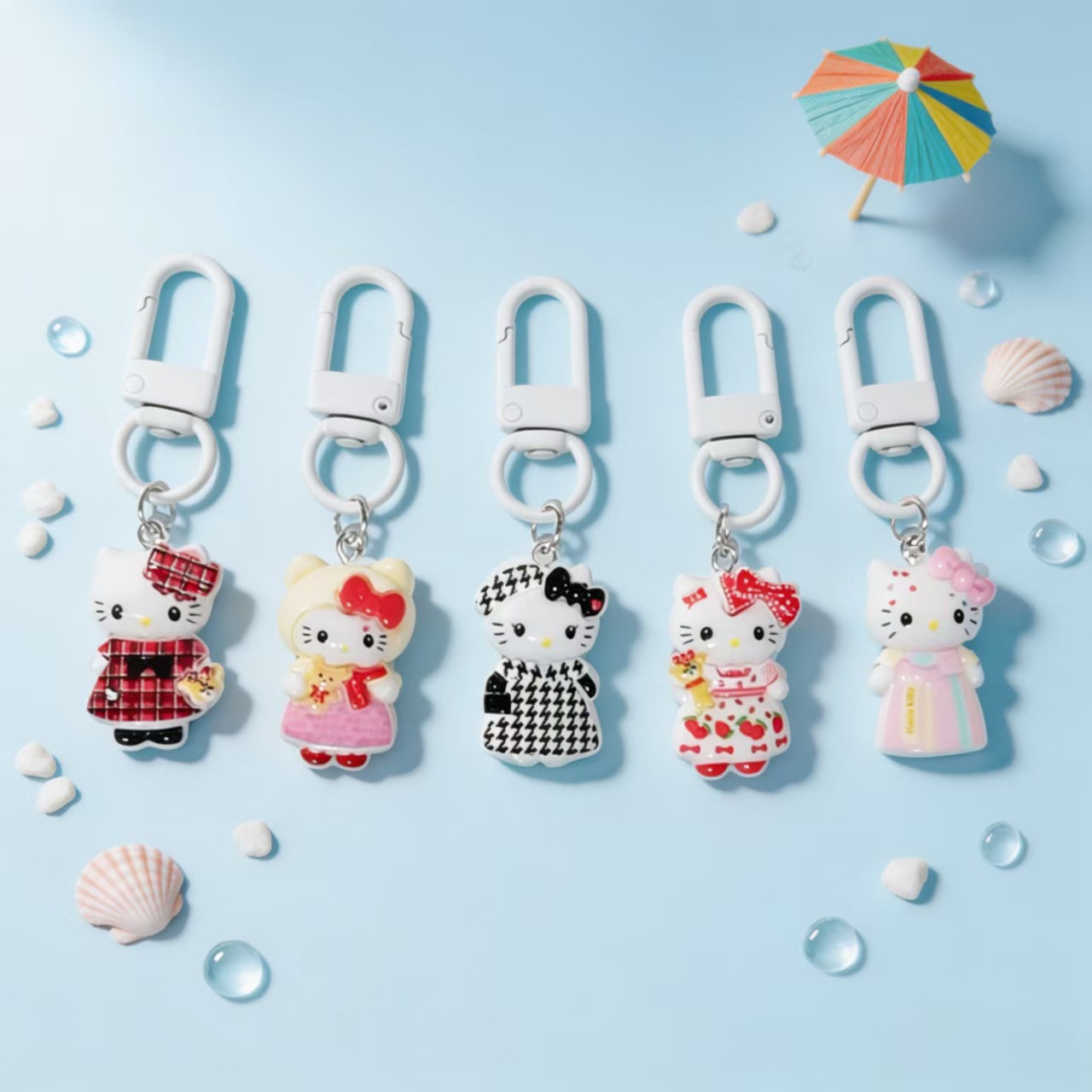 Cartoon New Year Cute Kt Cat Winter Skirt Keychain Cream Style Mobile Phone Chain Beautiful Girl Heart Bag Pendant Jewelry