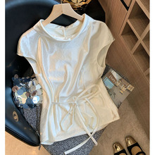 光泽感醋酸缎面收腰无袖衬衫女2025夏季新款法式气质高级小衫上衣