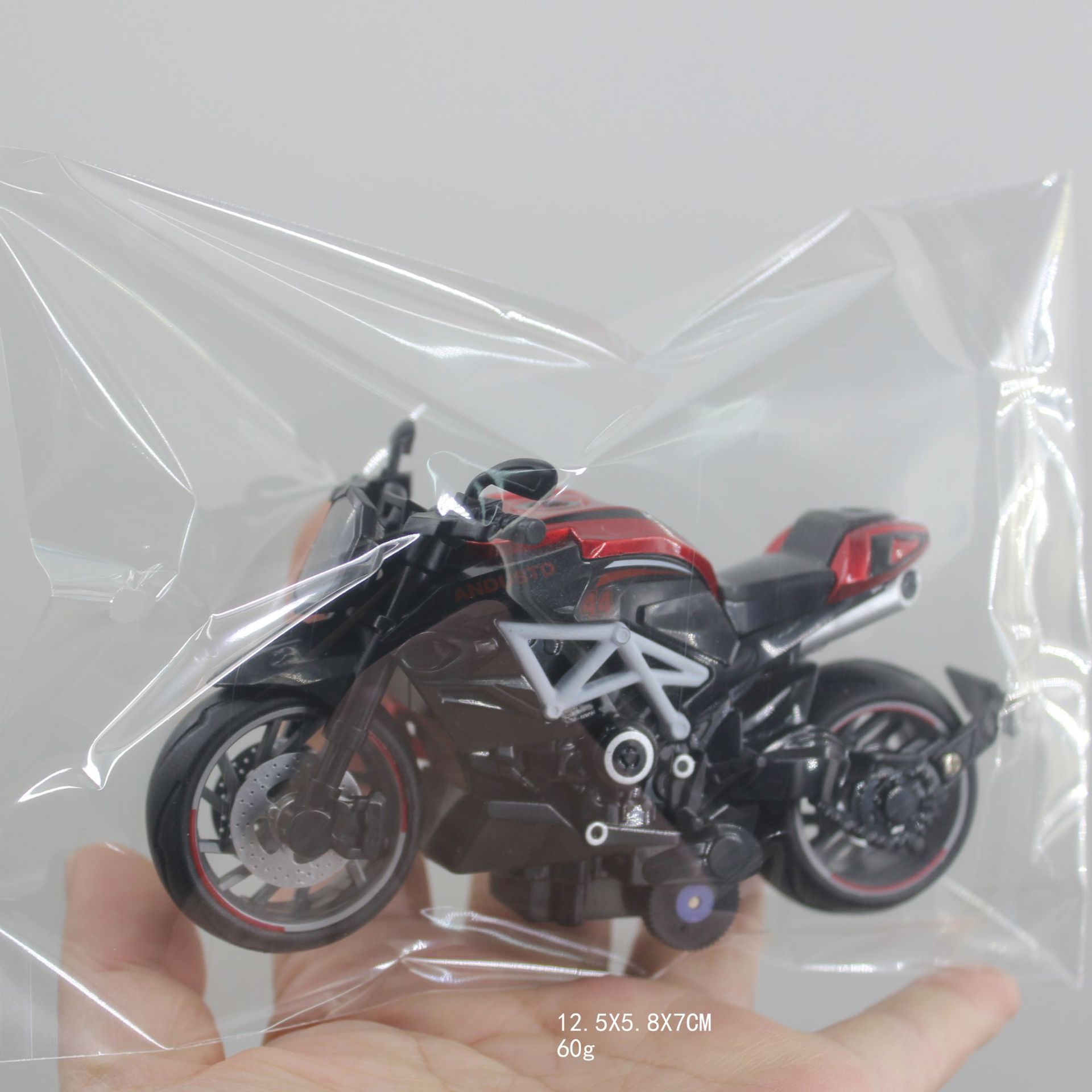 OPP 가방 60G 빨간색 H7788-4 시뮬레이션 오토바이 모델 12.5X5.8X7CM