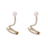 Silver needle, wavy beads from pearl, fashionable universal earrings, 2020, silver 925 sample