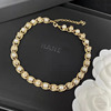 Necklace and bracelet from pearl, brass material, chain, Chanel style, 2021 years, European style