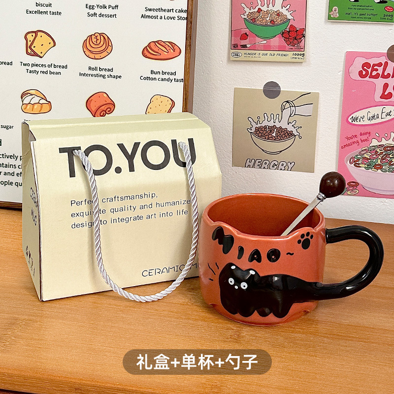 Taza de cerámica Taza de agua apilada de oficina Taza de café casera Taza de pareja de gato lindo Regalo femenino
